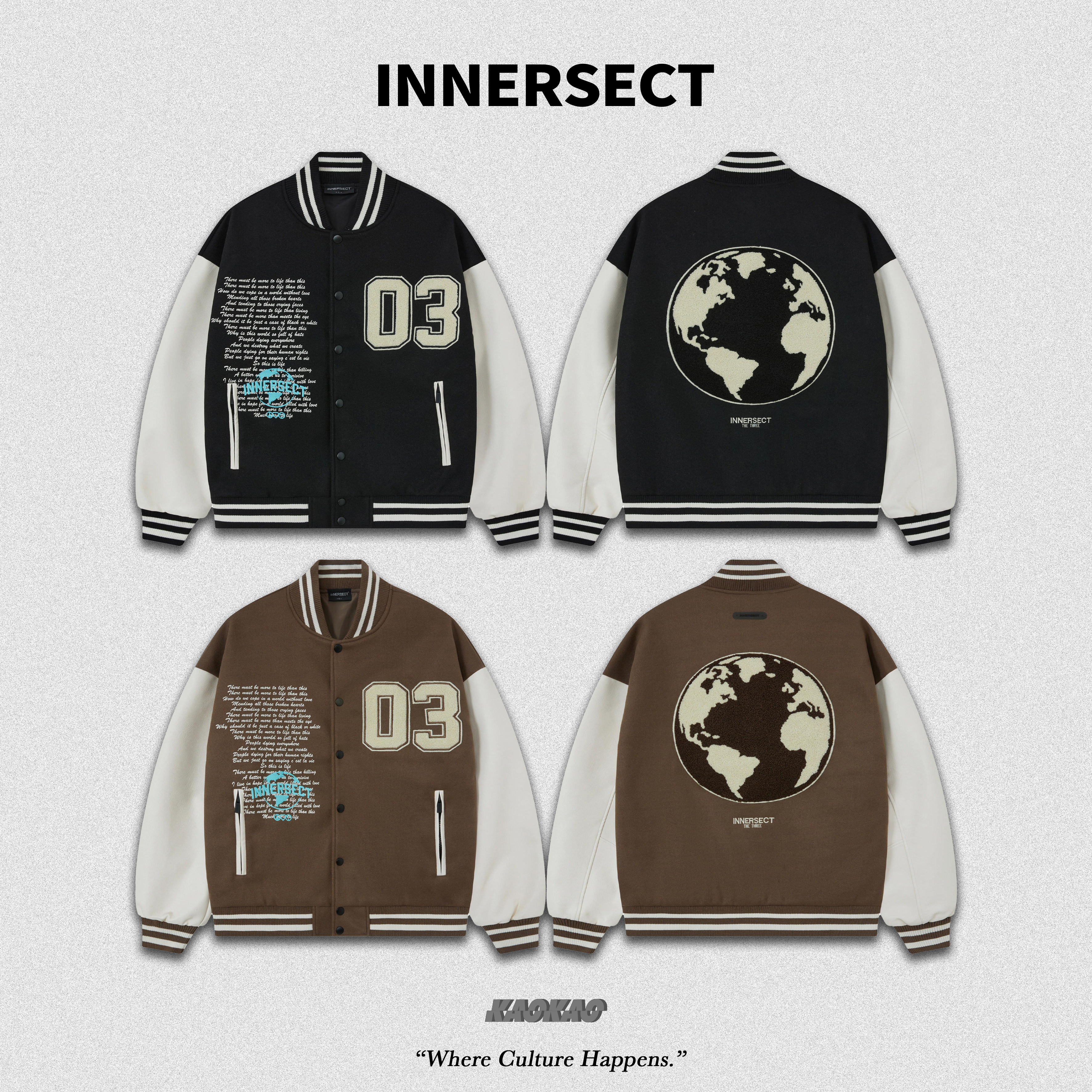 預購4/25抵台 INNERSECT 三生萬物 缺失地球系列 重磅 刺繡 棒球外套 男女【INN24FWTJK147】