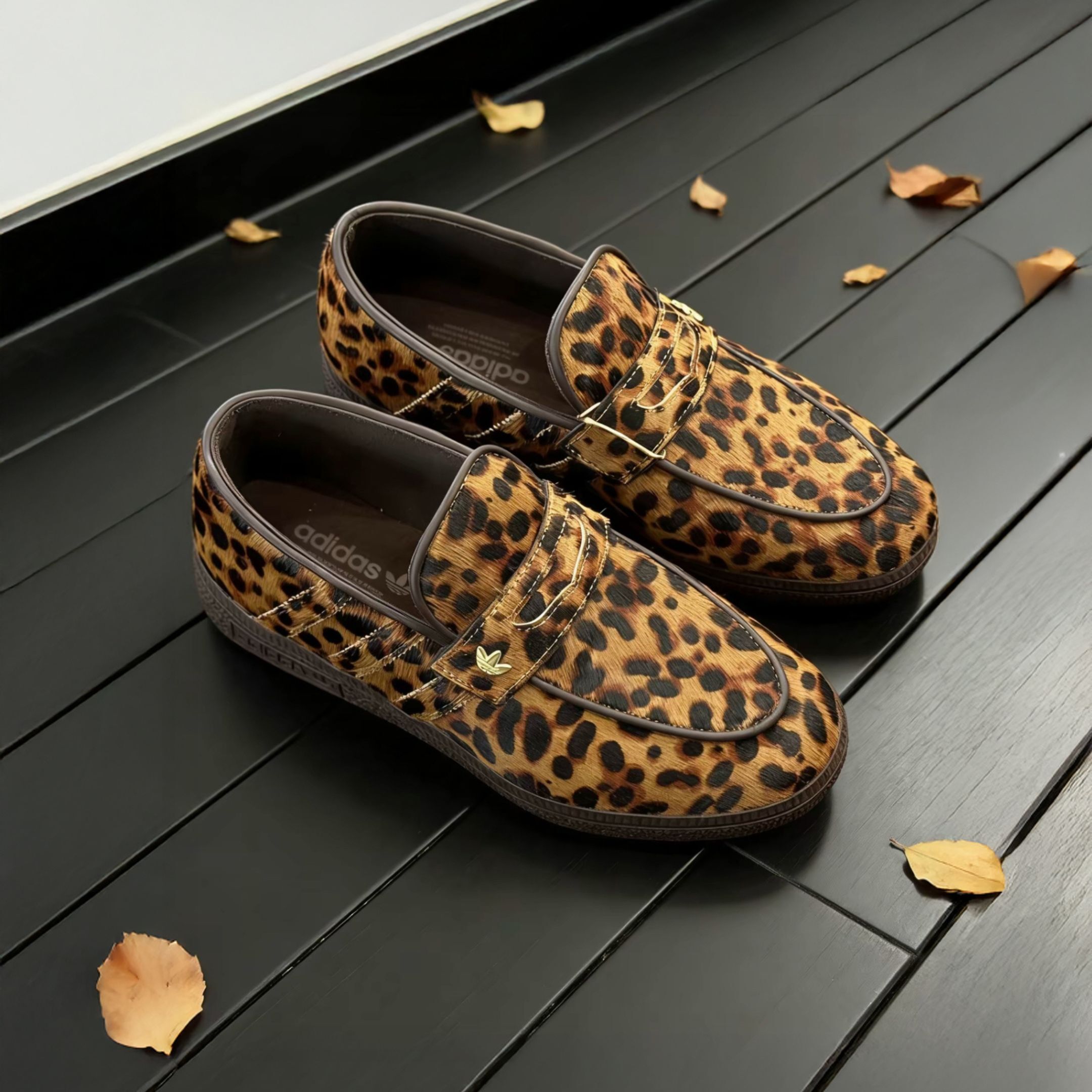 NICEDAY 代購 Adidas Handball Spezial 豹紋 樂福鞋 棕色 薄底 懶人鞋 KJ2526