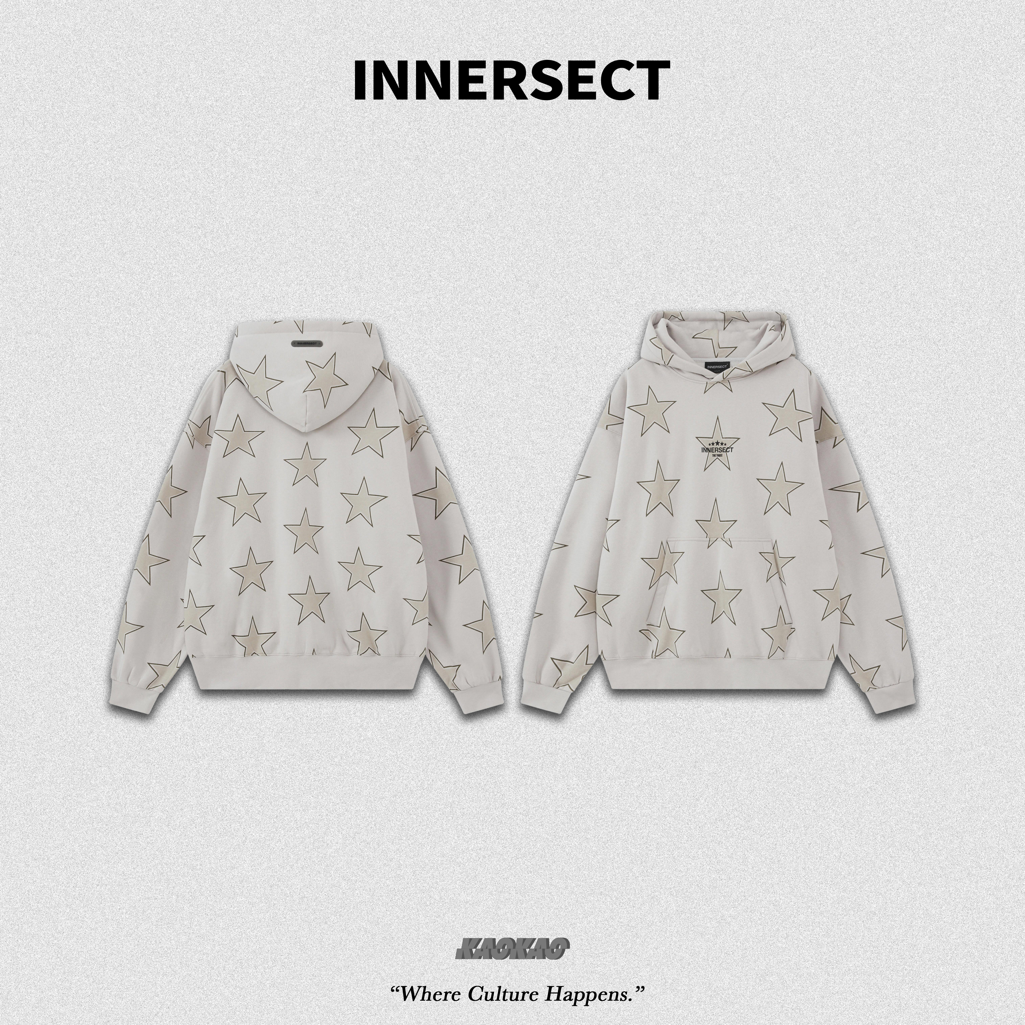 預購4/25抵台 INNERSECT 三生萬物 FOG ESSENTIAL 五角星星 帽Tee 連帽上衣 米色【INN24FWTHD204】