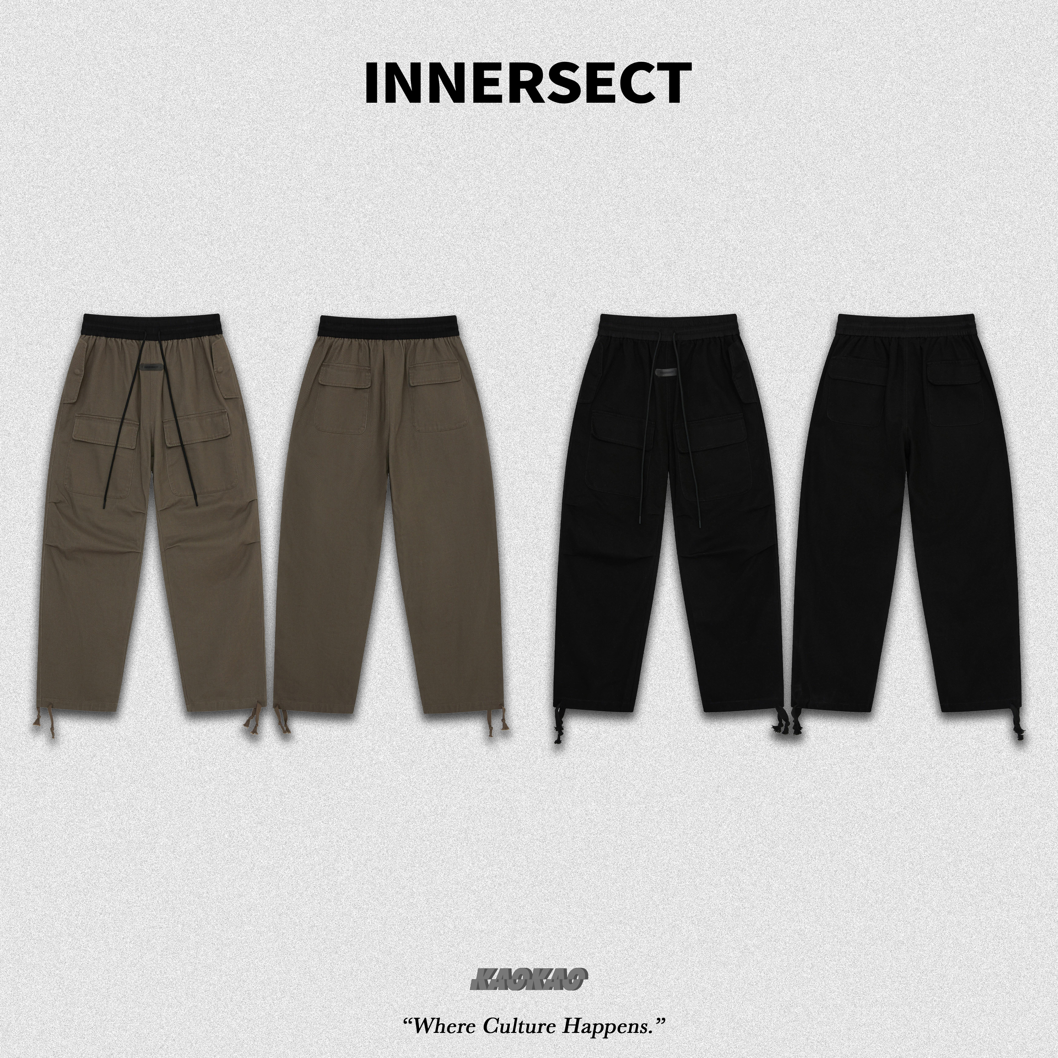 預購4/25抵台 INNERSECT 三生萬物 拼接工裝褲 寬鬆 束繩 男女同款【INN24FWBPT159】