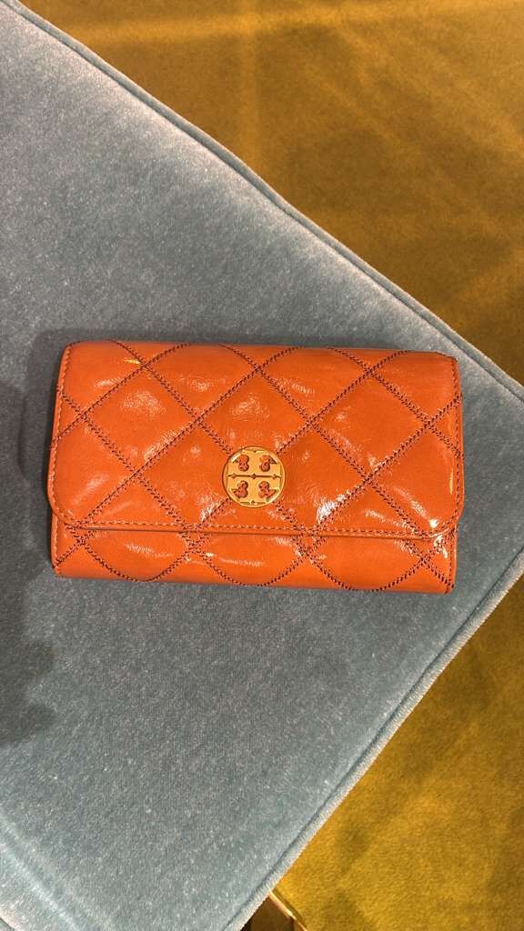 VS007 Tory Burch 菱格紋LOGO中型CROSSBODY 橙色 19.5x13cm