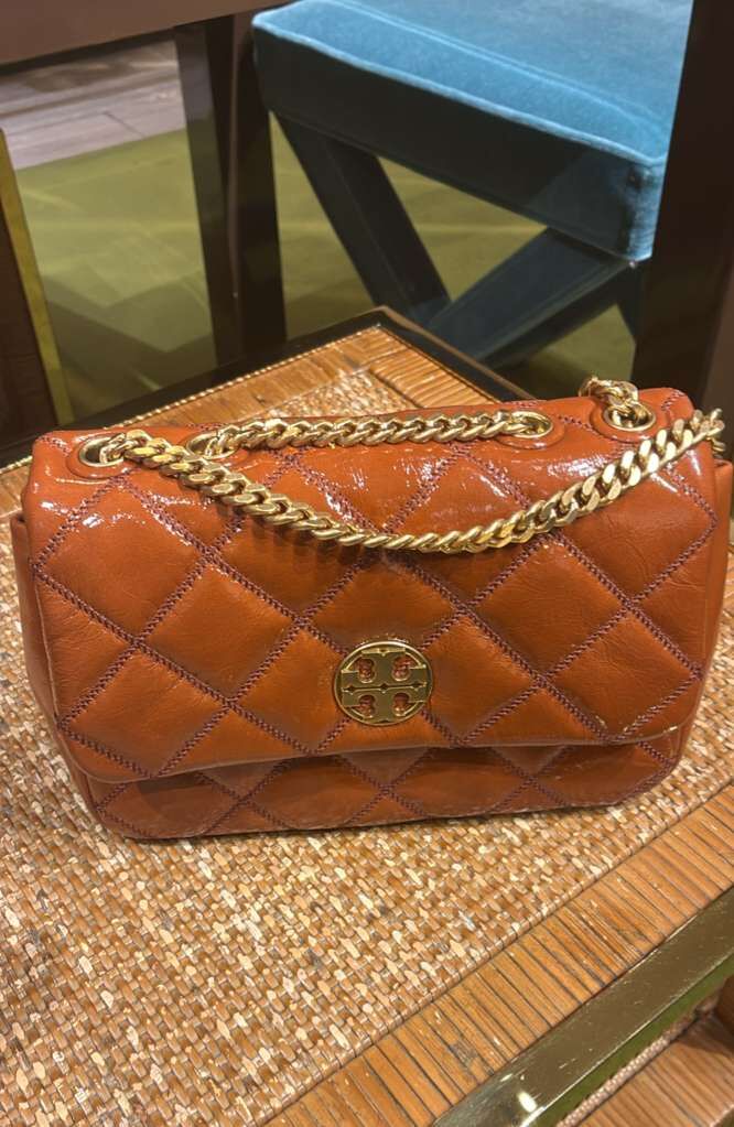 VS010 Tory Burch 菱格紋橙色鏈帶CROSSBODY 24x16cm