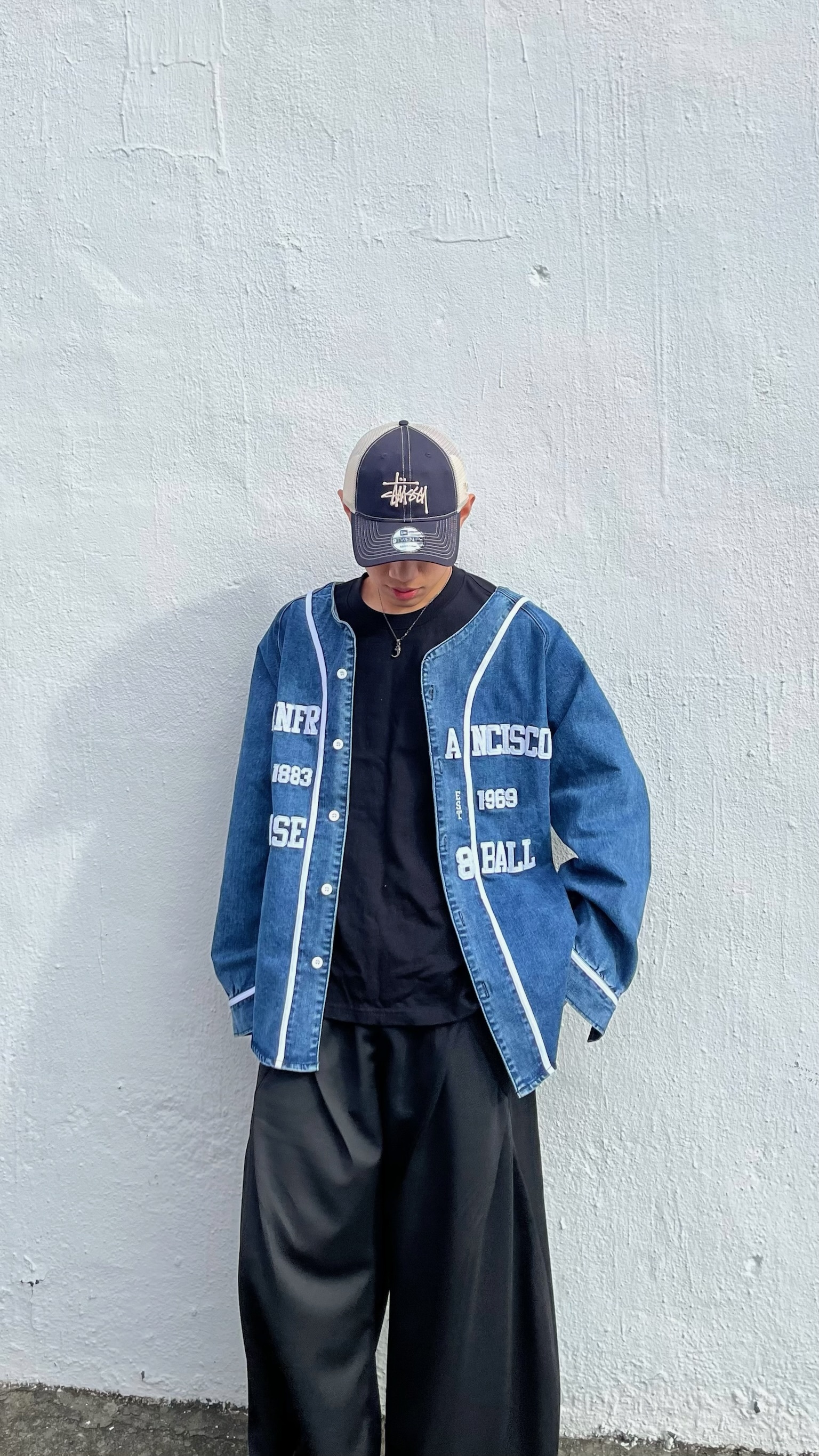 立體貼布織帶棒球衫外套 (2colors)