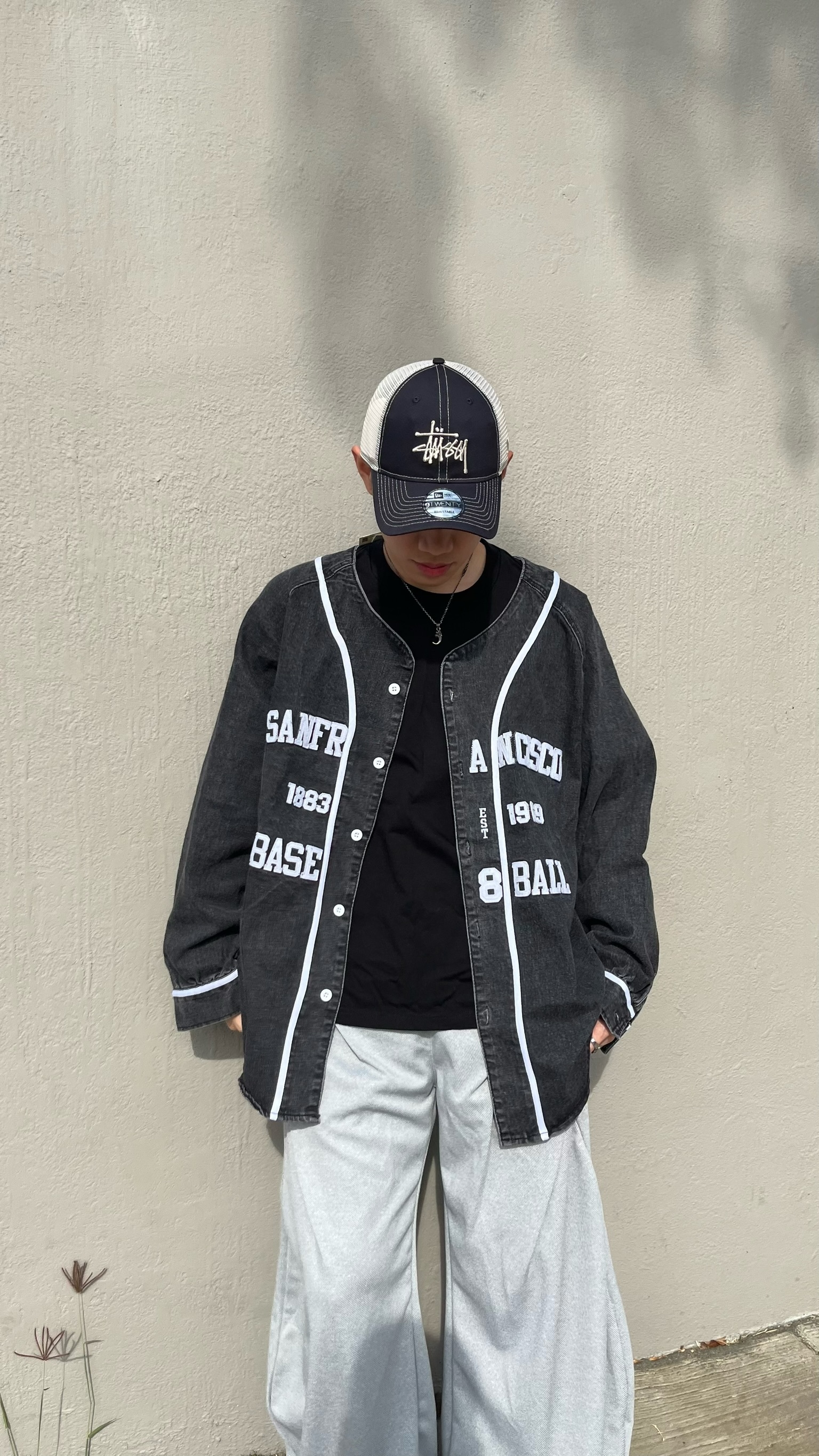 立體貼布織帶棒球衫外套 (2colors)