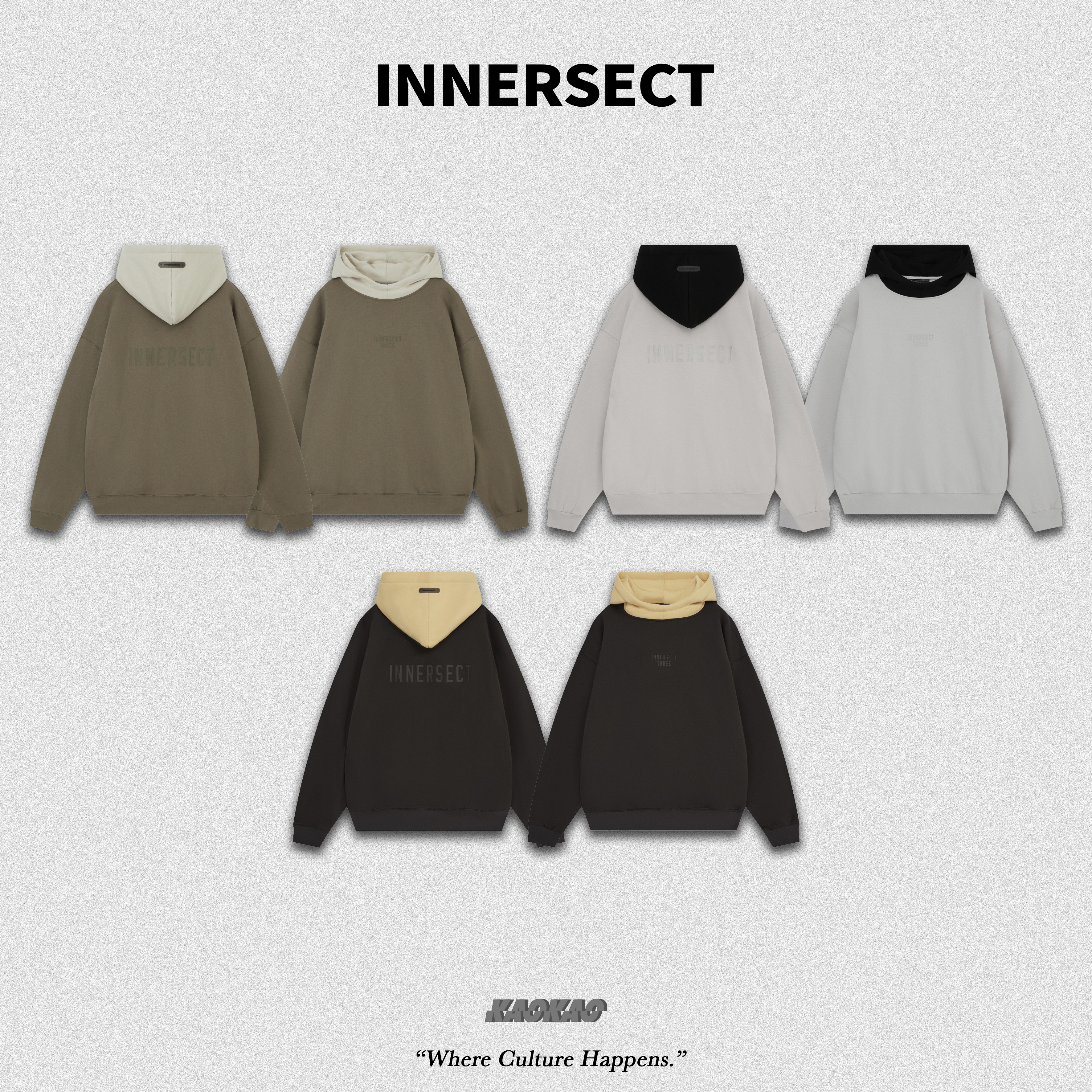 預購4/25抵台 INNERSECT 三生萬物 FOG ESSENTIALS 拼接連帽衛衣【INN24FWTHD119】