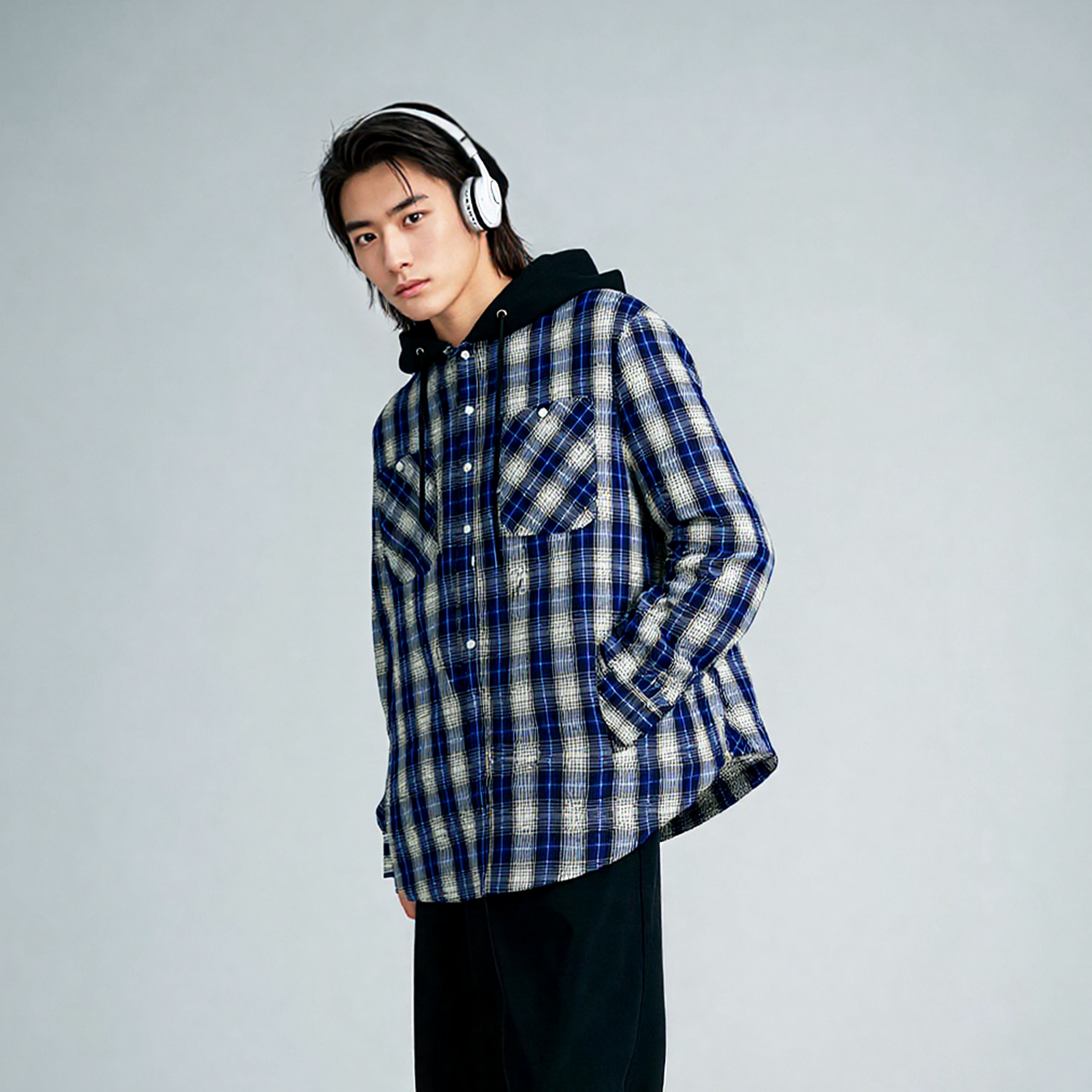 預購4/25抵台 INNERSECT 三生萬物 FOG ESSENTIALS 撞色連帽長袖襯衫【INN24FWTBS449】