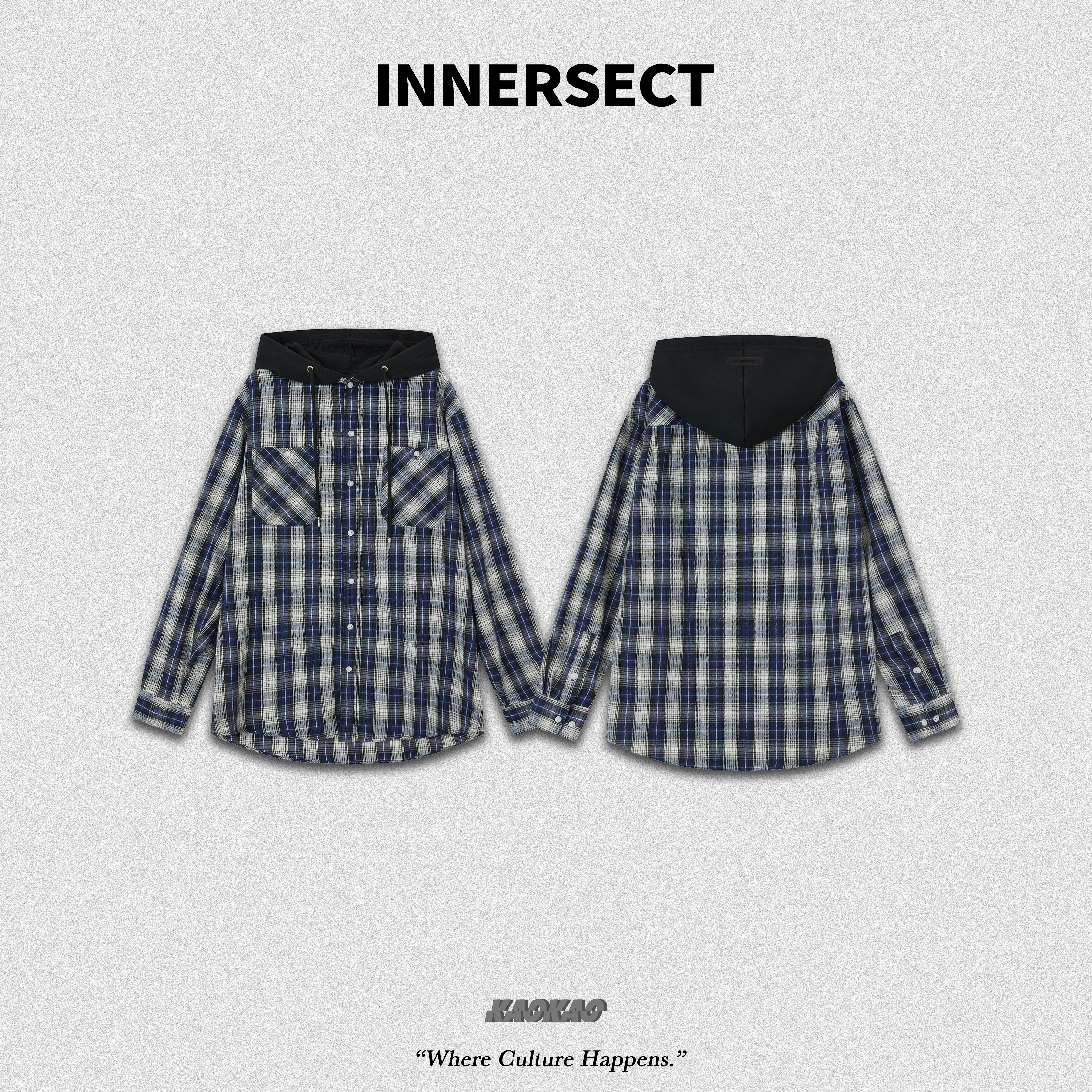 預購4/25抵台 INNERSECT 三生萬物 FOG ESSENTIALS 撞色連帽長袖襯衫【INN24FWTBS449】