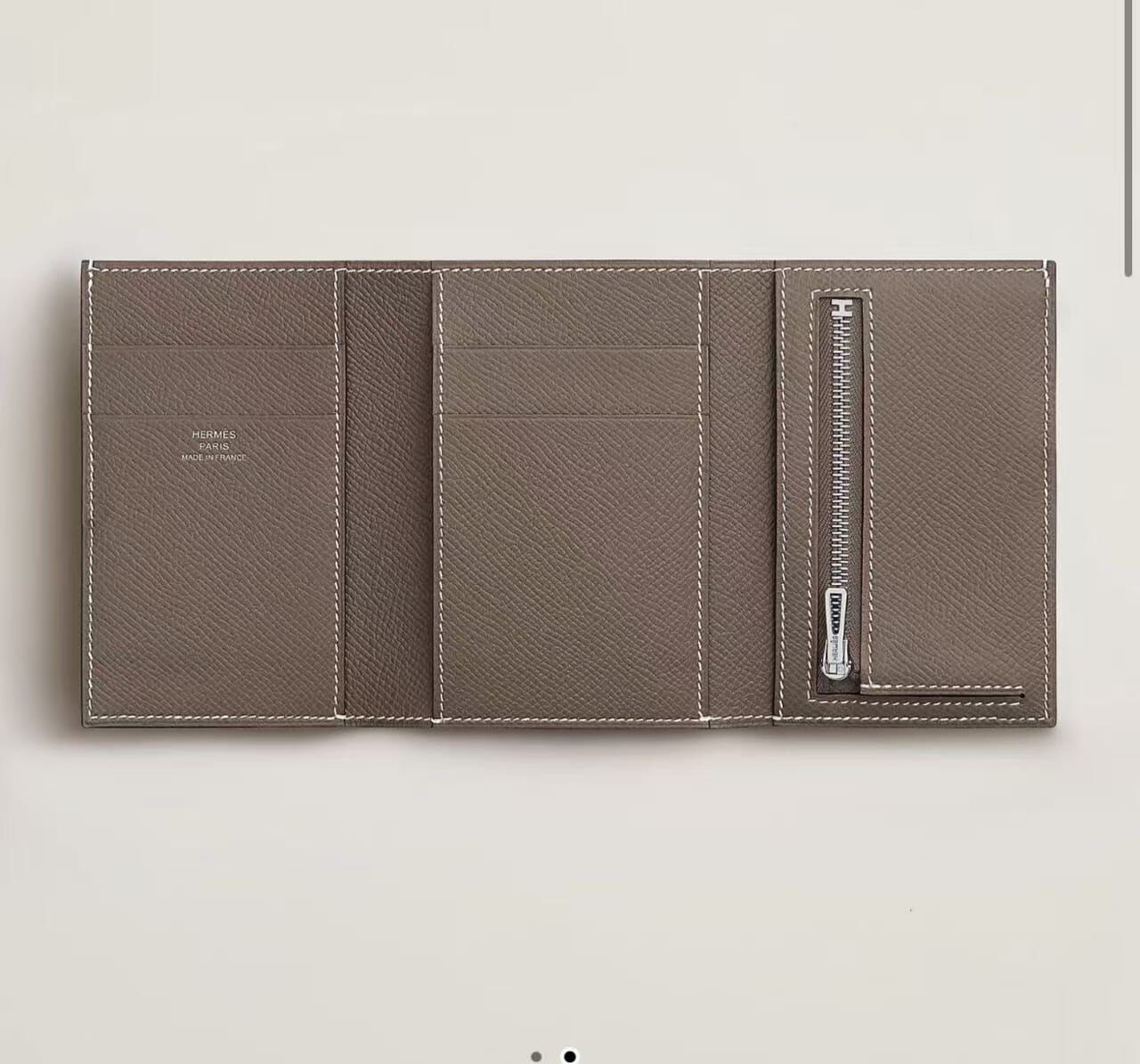 Hermes Bearn combine compact WALLET Etoupe CK 大象灰 銀扣 espom