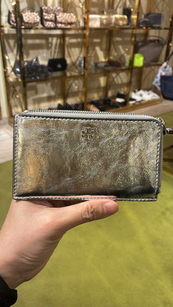 VS041 Tory Burch 細LOGO金色拉鏈卡包