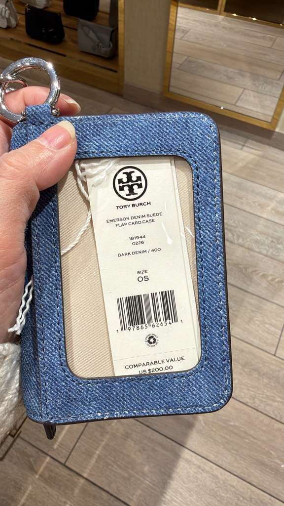 VS043 Tory Burch 牛仔布款細LOGO卡包