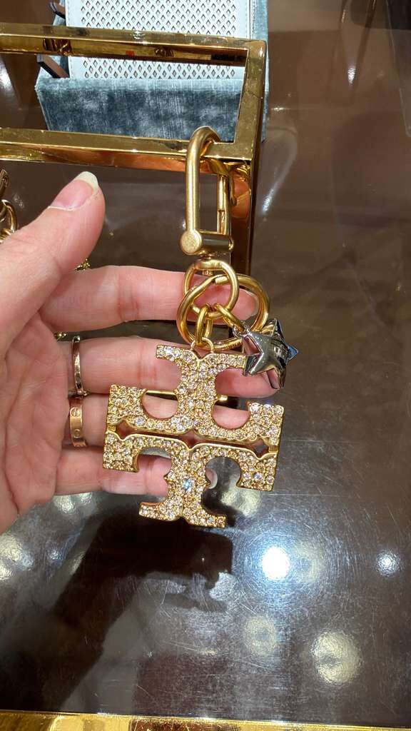 VS060 Tory Burch 雙T水晶鑽LOGO 小星星吊飾鑰匙圈