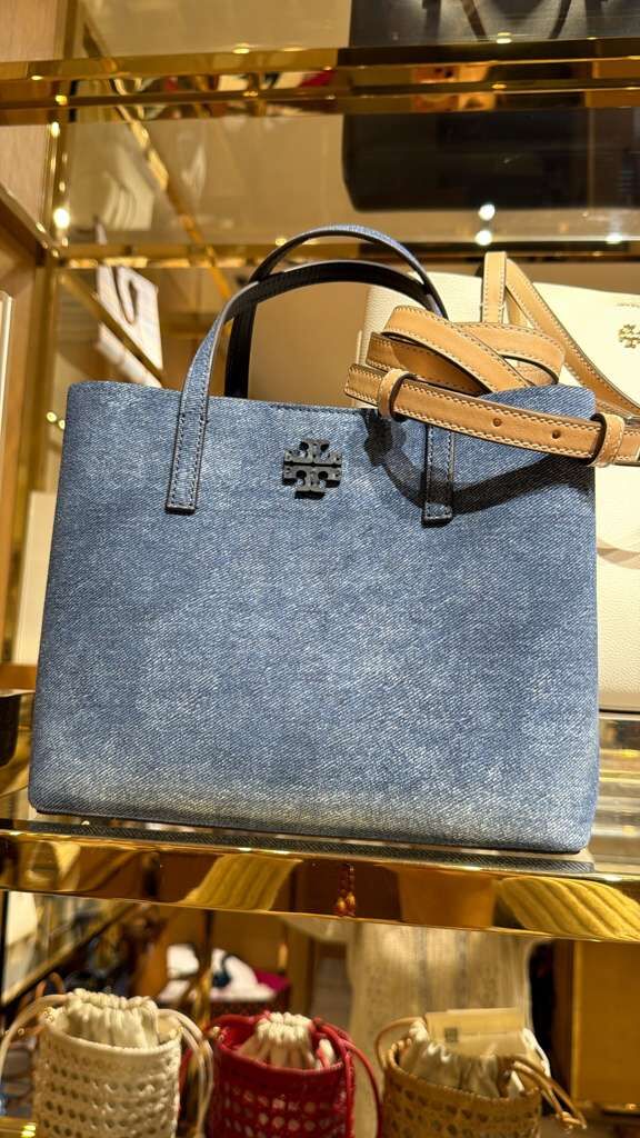 VS063 Tory Burch Blake Denim Suede Small Tote 27x21CM
