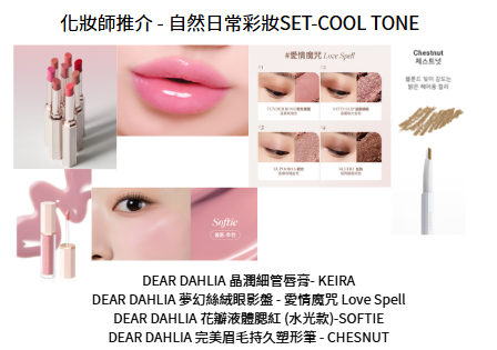 VT002 化妝師推介 - 自然日常彩妝SET(晶潤細管唇膏x1, 液體腮紅x1, 四格眼影盤x1, 完美眉毛持久塑形筆 X 1)