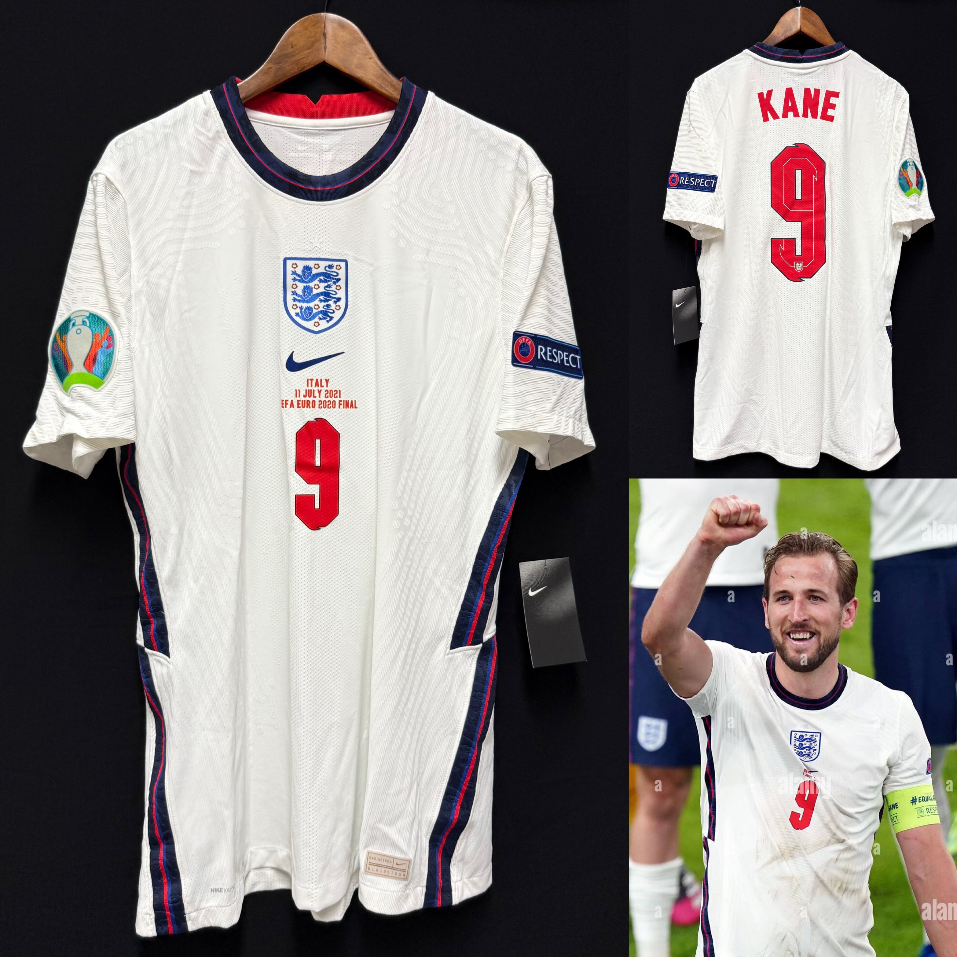 (Player Issue) England 2020 UEFA Euro Final Nike Player Issue Shirt #9 KANE