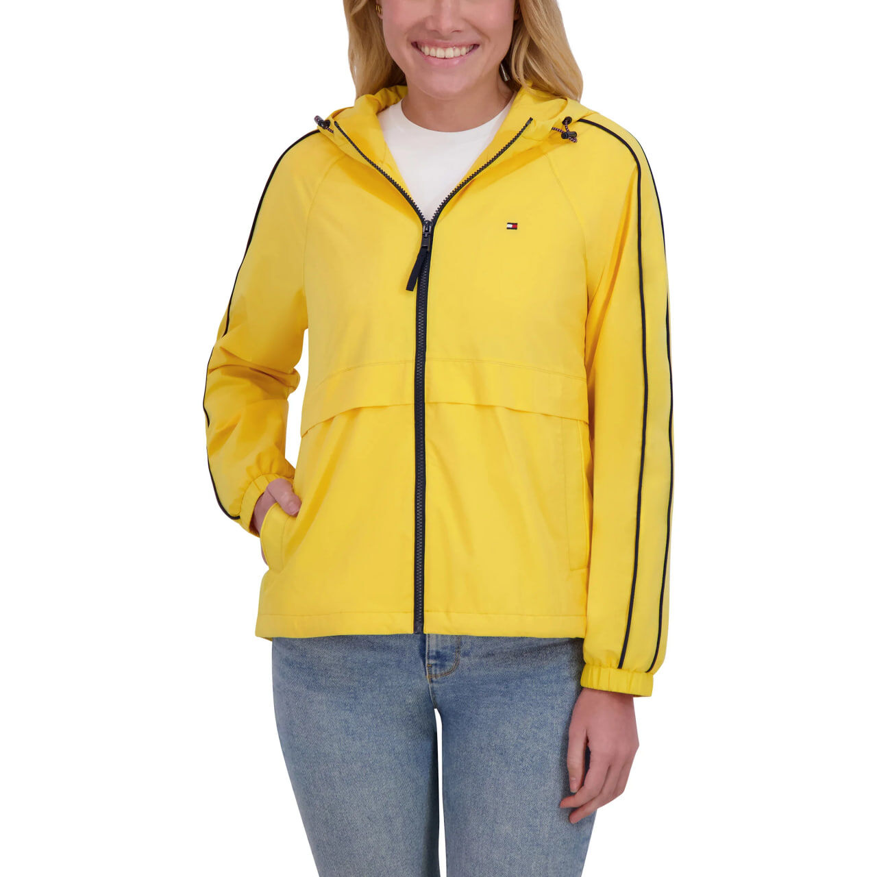 [S] TOMMY HILFIGER BRIGHT YELLOW WOMEN'S WINDBREAKER JACKET, STH1622 (STH1622)