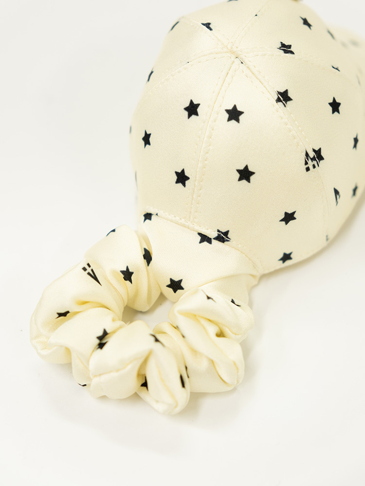 Fabric Hat Hair Tie - White