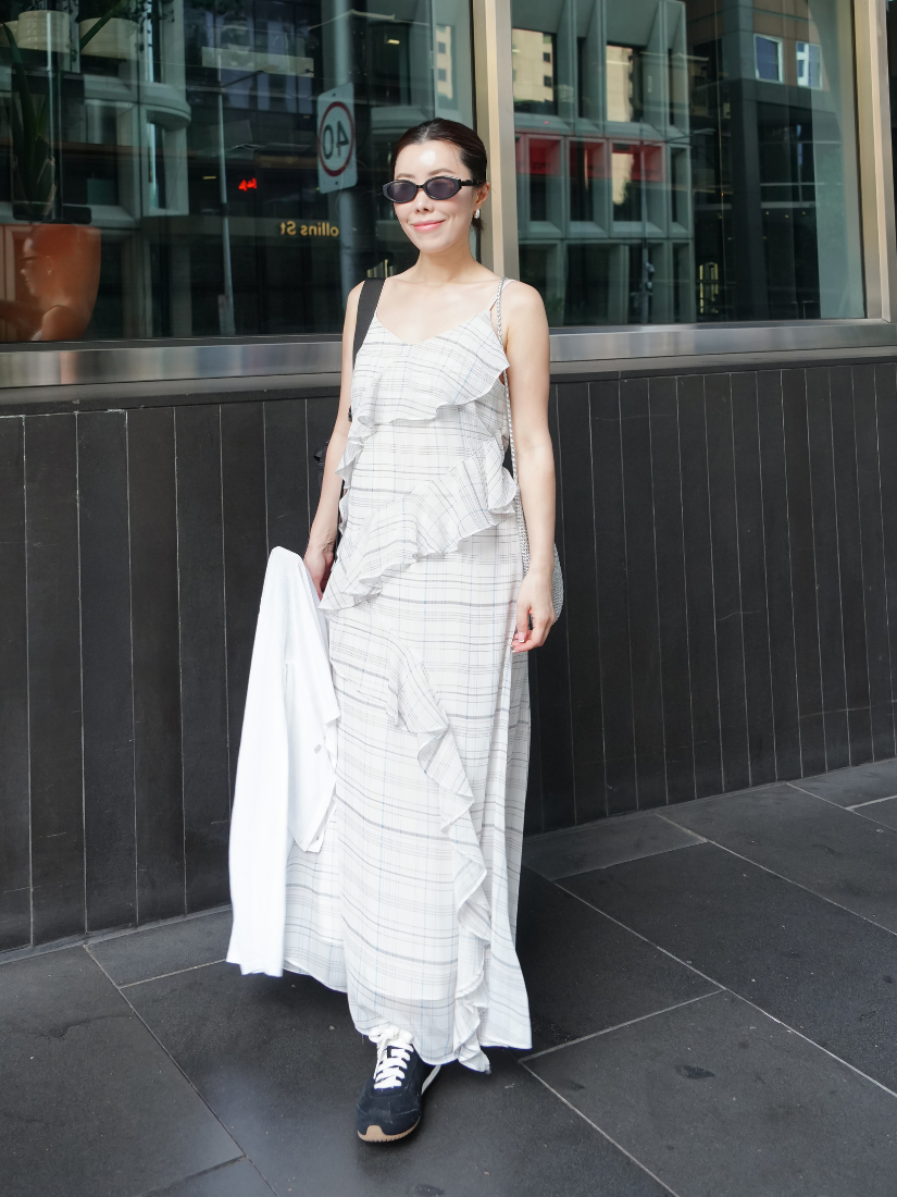 Jess 荷葉拼接格紋洋裝 [ 2色 / Free]