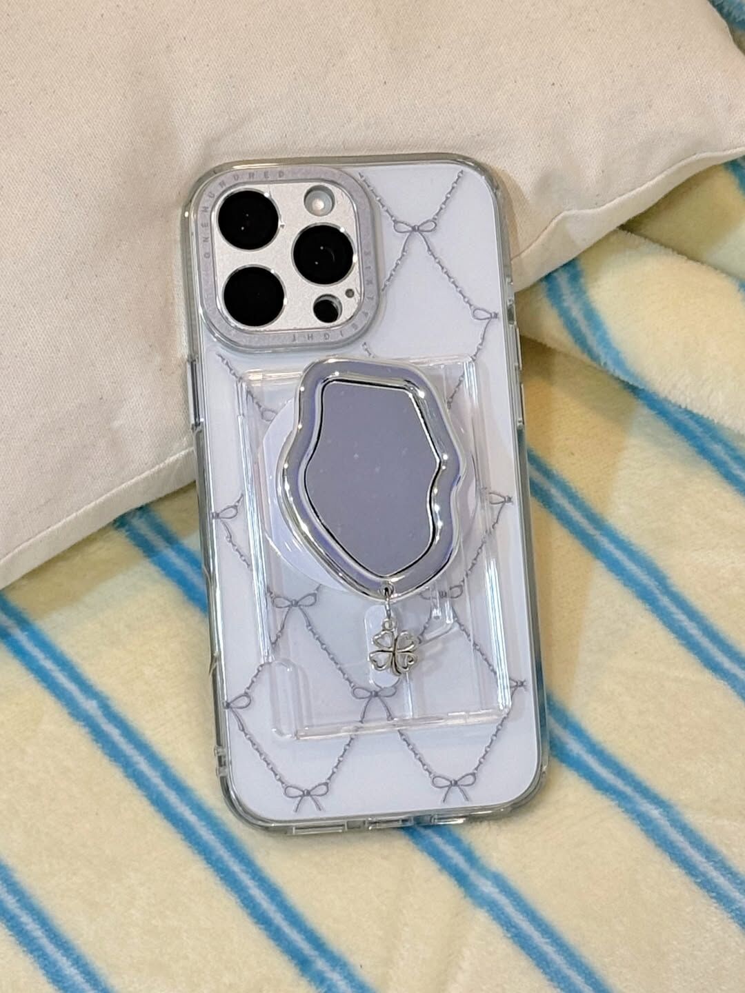 【預購】韓國代購 168cm Magsafe 銀框不規則鏡子 磁吸支架 卡夾