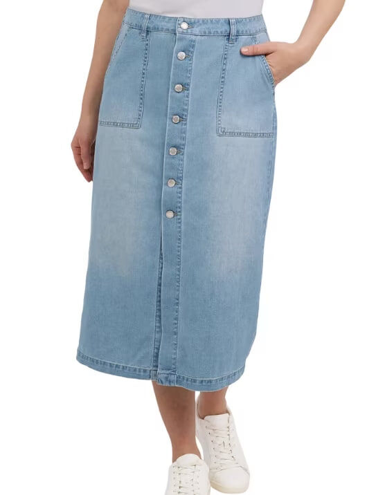 [S] WRANGLER LIGHT BLUE BUTTON UP WITH POCKET SKIRT, 1849669-LIGHT BLUE (SZZ1001)