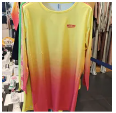 [S] MOSCHINO YELLOW/RED UNDERWEAR SMALL PATCH LONG SLEEVE DRESS, V6A690144221215 (SM908)