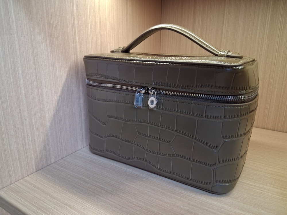 GG260223-R12-真皮鱷魚壓紋盒型包包-大象灰色(中)