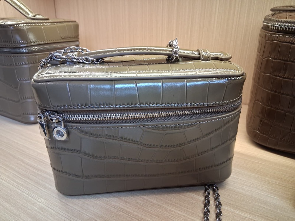 GG260223-R13-真皮鱷魚壓紋盒型包包-大象灰色(細)