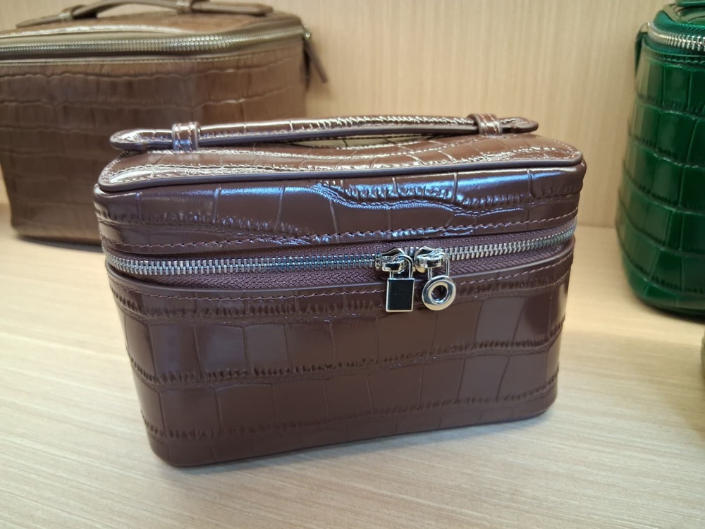 GG260223-R11-真皮鱷魚壓紋盒型包包-啡色(細)