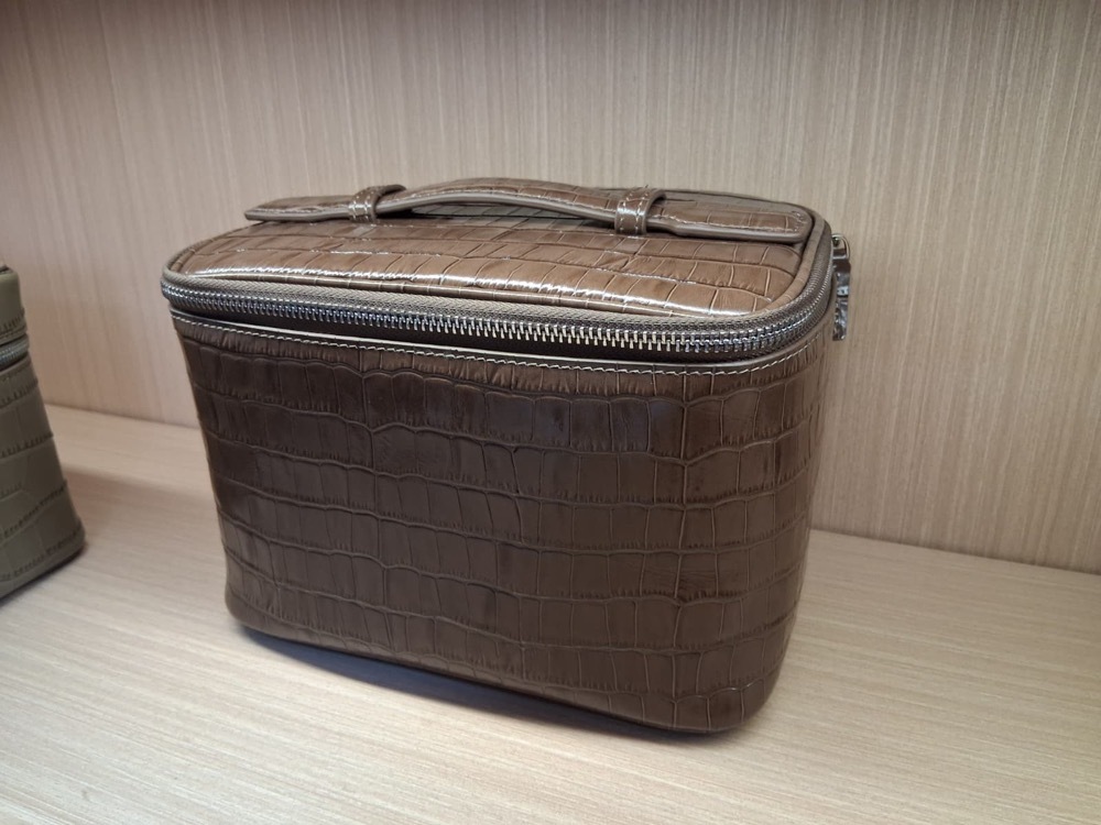 GG260223-R10-真皮鱷魚壓紋盒型包包-啡色(大)