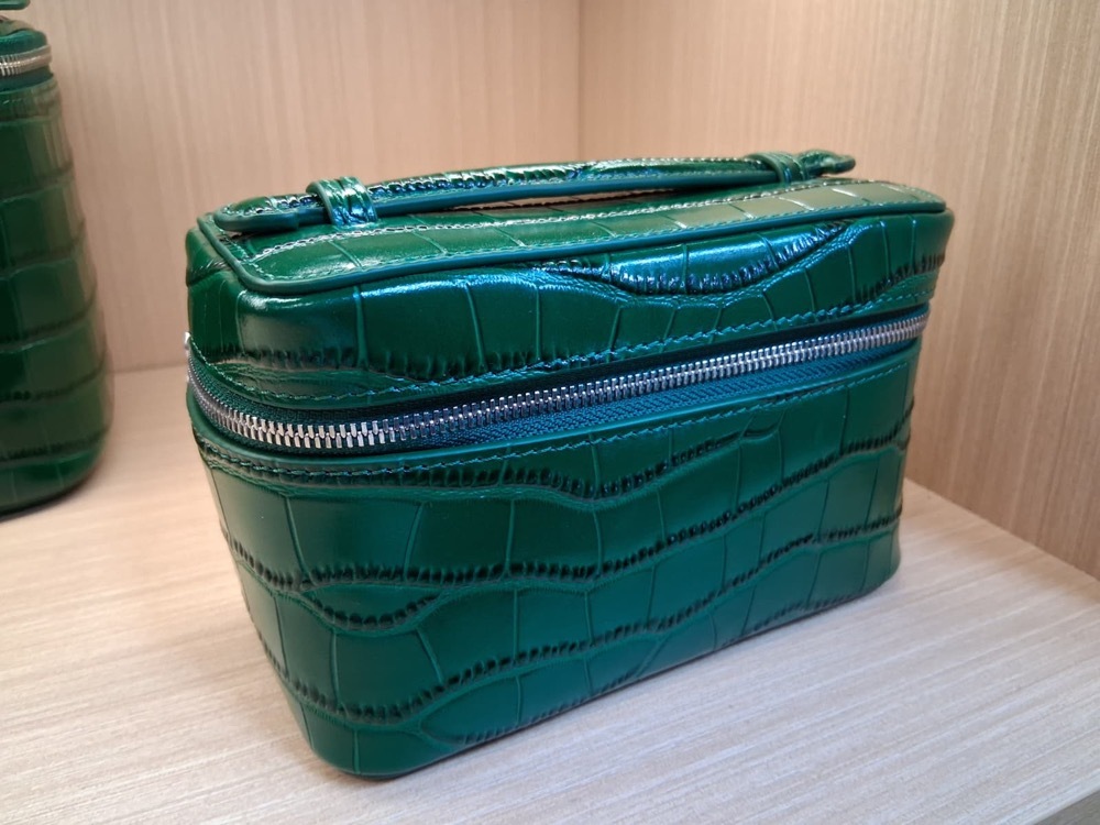 GG260223-R9-真皮鱷魚壓紋盒型包包-綠色(細)