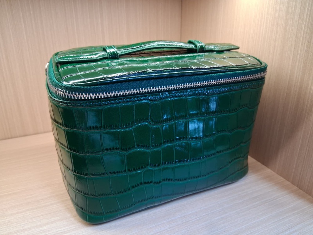 GG260223-R8-真皮鱷魚壓紋盒型包包-綠色(大)