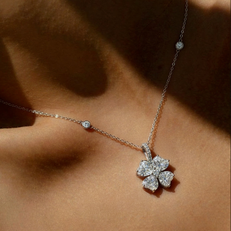 代購-禮意久久 施華洛世奇水晶 滿鑽四葉草 爆閃 輕奢 高級感 浪漫 項鍊 女款
