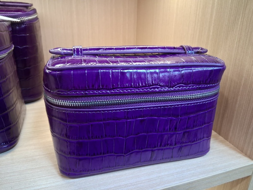 GG260223-R5-真皮鱷魚壓紋盒型包包-紫色(細)