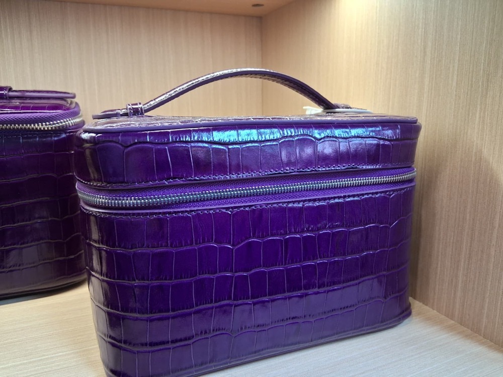 GG260223-R6-真皮鱷魚壓紋盒型包包-紫色(中)