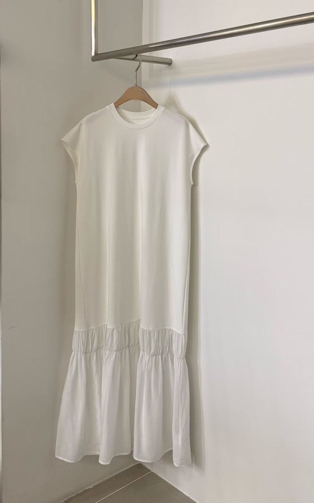 休閒感半袖圓領魚尾長洋裝 / 2色