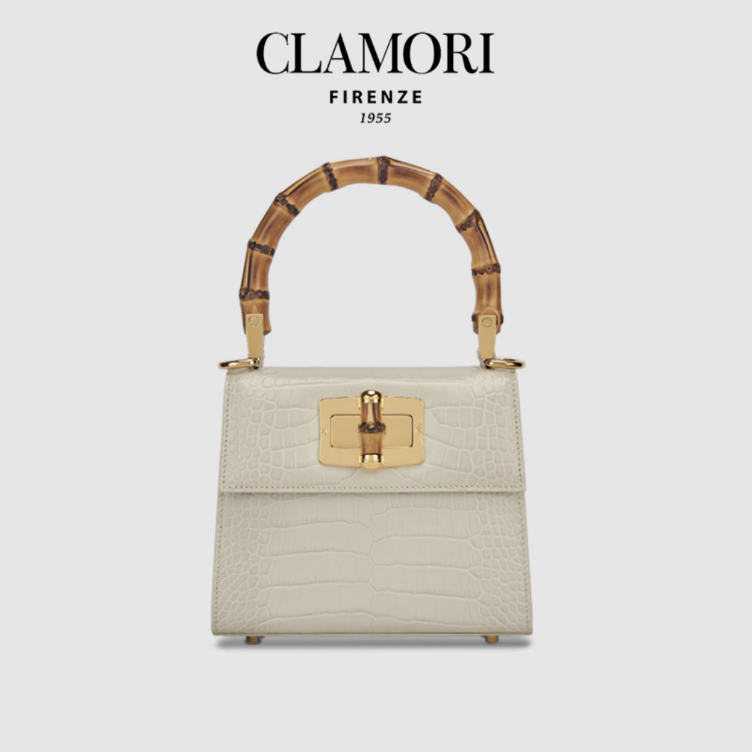 CLL03 Candy Bamboo 珍珠白 鳄鱼纹 小方包 s 微瑕不退不換 -M