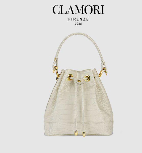 CLL47 Balloon 珍珠白 鳄鱼纹 水桶包 M 微瑕不退不換 -M