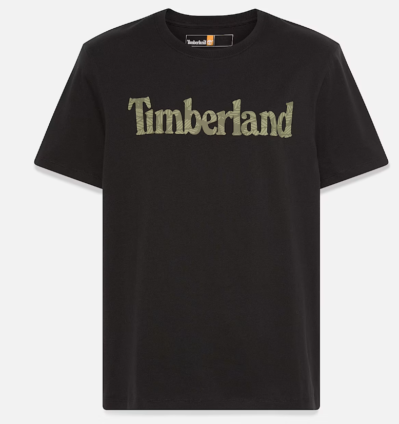[S] TIMBERLAND BLACK MENS NORTHWOOD LOGO SHORT SLEEVE TSHIRT, TB0A5NCC-001 (SZZ1020)