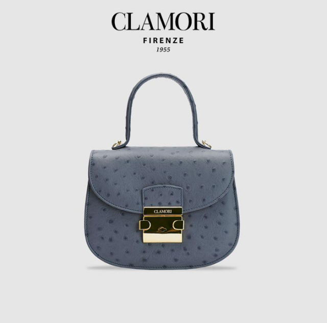 CLL18 Joly logo 静谧蓝 鸵鸟纹 马鞍包 s 微瑕不退不換 -M