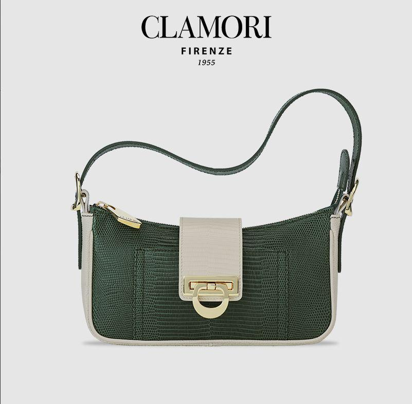 CLL25 Cora 奶绿双拼 蜥蜴纹 腋下包 s 微瑕不退不換 -M