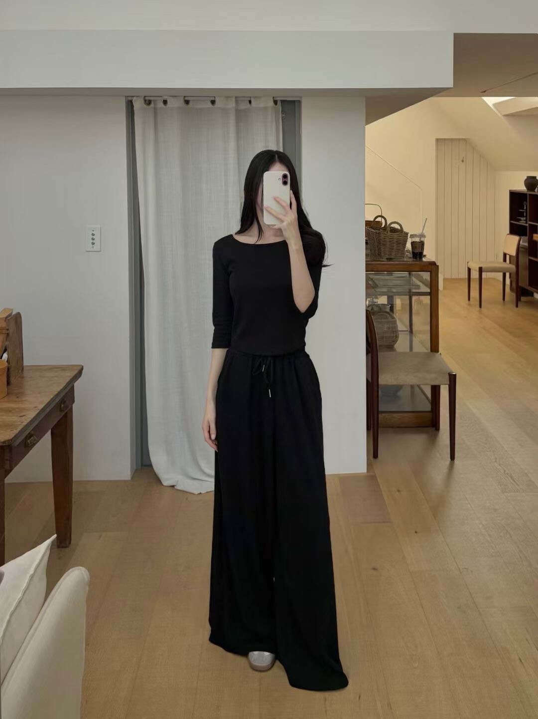 七分袖圓領合身短版棉TEE+長褲SET / 3色