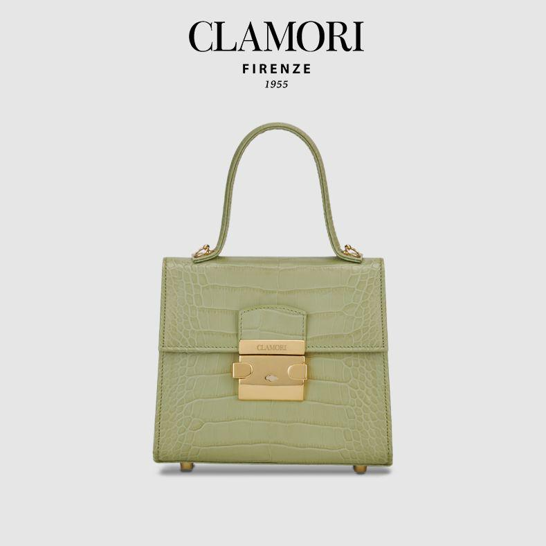 CLL29 Candy logo 鼠尾草绿 鳄鱼纹 小方包 s 微瑕不退不換 -M