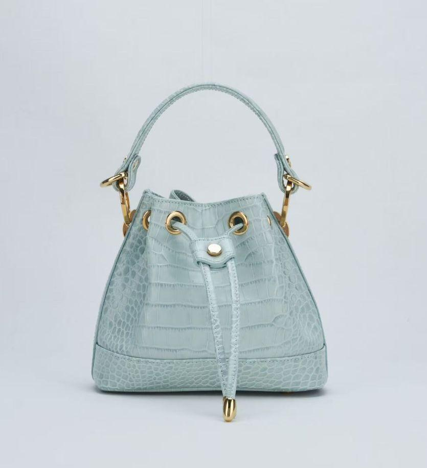 CLL33 Ballom baby蓝 鳄鱼纹 水桶包 s 微瑕不退不換 -M