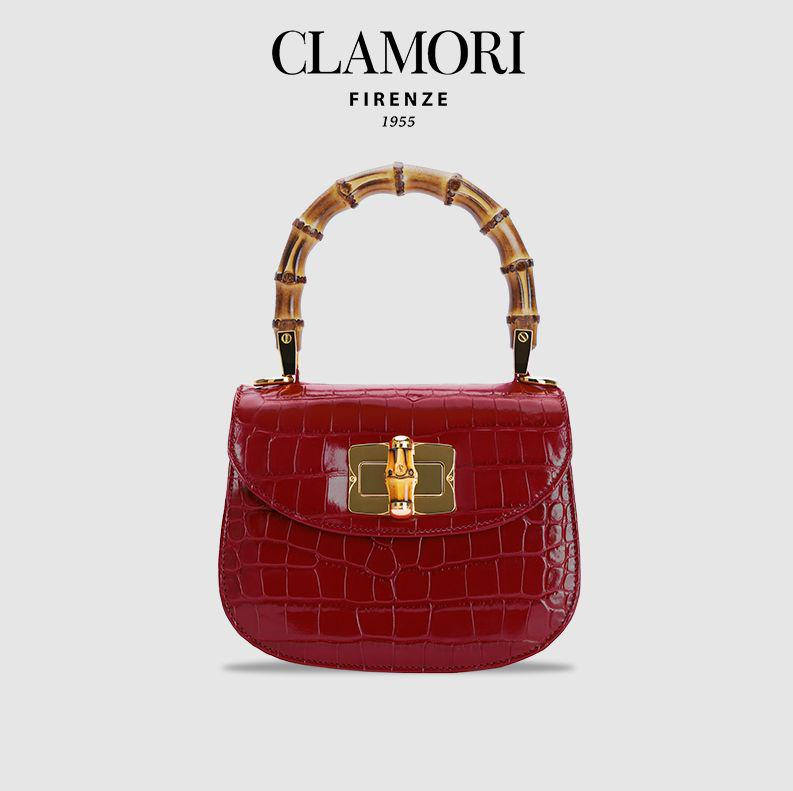 CLL35 Joly Bamboo 宝石红 鳄鱼纹 马鞍包 s 微瑕不退不換 -M