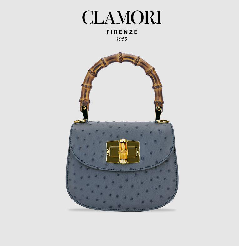 CLL36 Joly Bamboo 靜謐藍 鴕鳥紋 馬鞍包 s 微瑕不退不換 -M