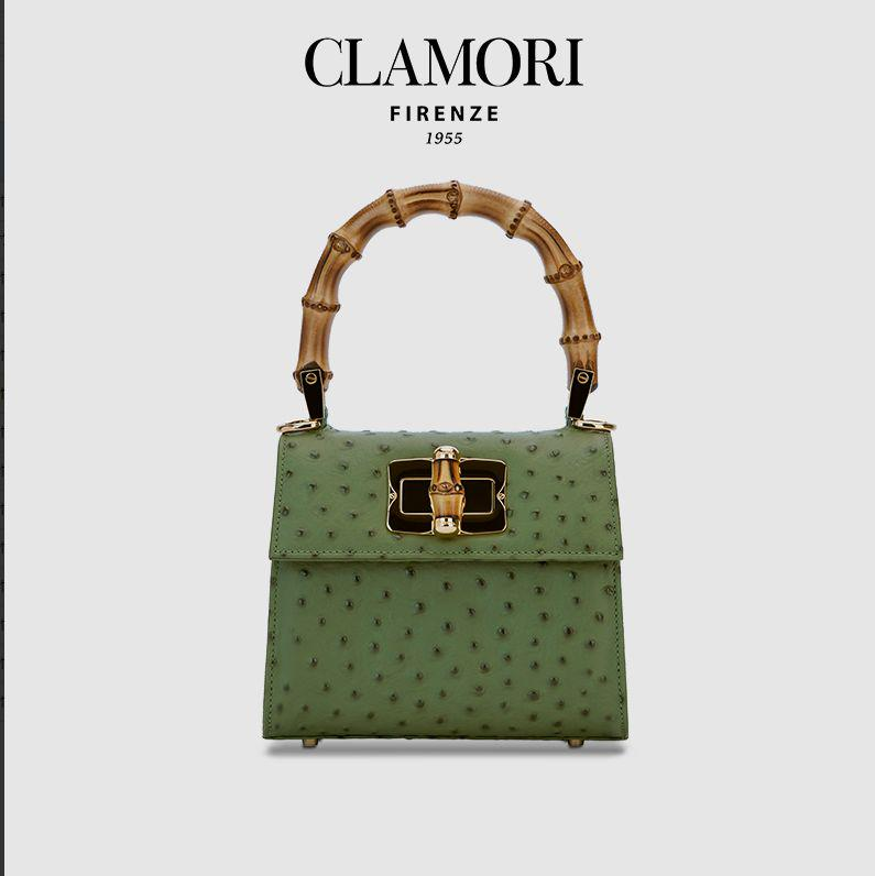 CLL39 Candy Bamboo 祖母绿 鸵鸟纹 小方包 s 微瑕不退不換 -M