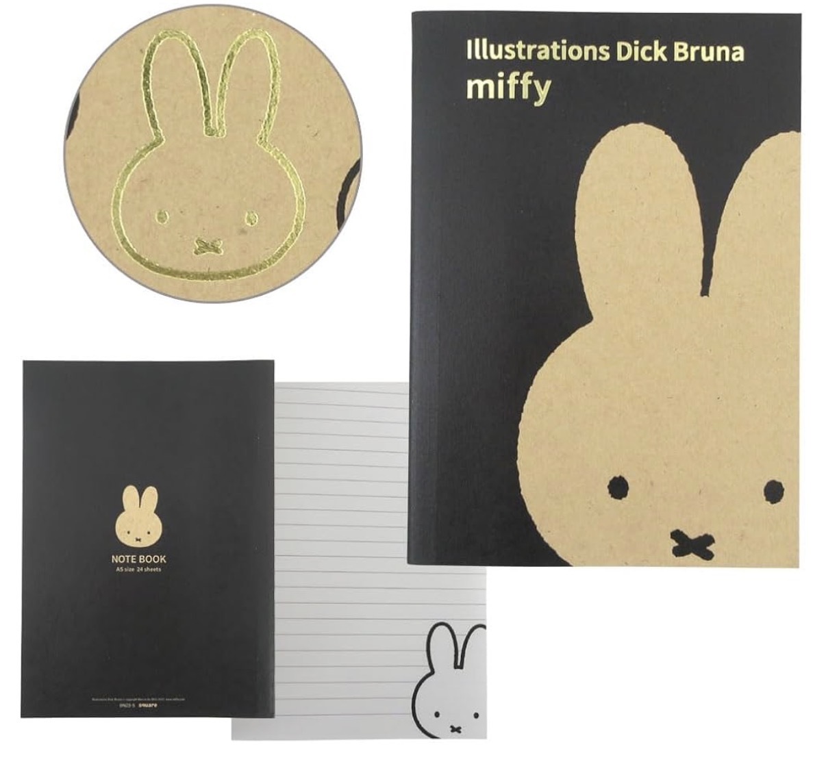 JP Miffy 燙金黑啡色線圈薄 0674 0667