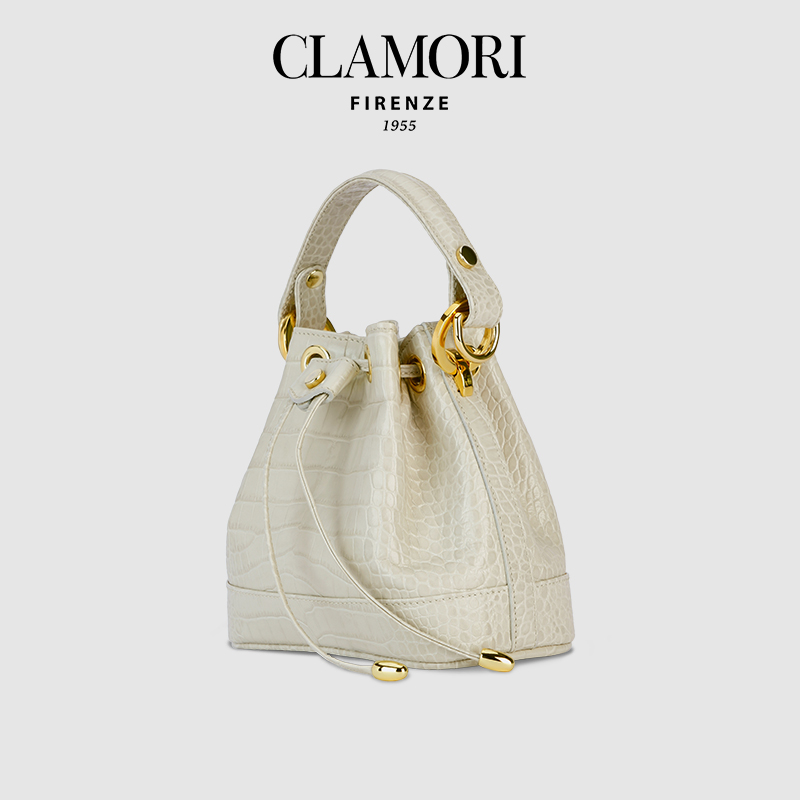 CLL06 Balloon 珍珠白 鳄鱼纹 水桶包 s 微瑕不退不換 -M