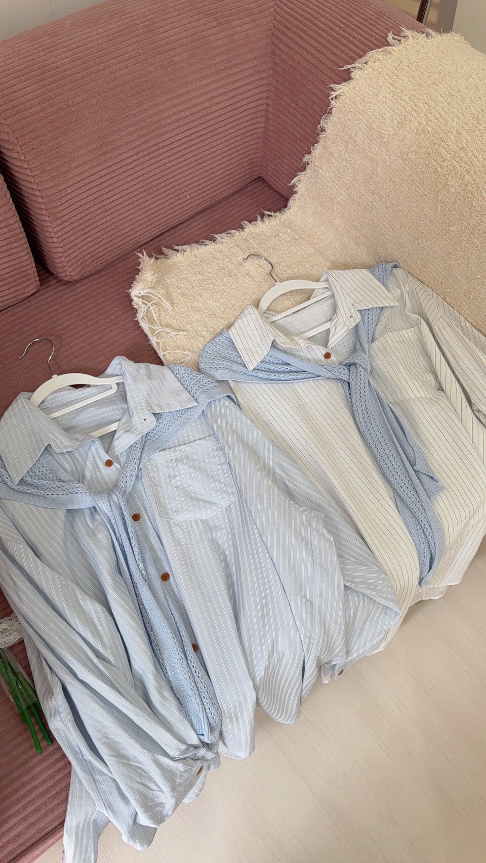 清新長版襯衫 附披肩 2colors