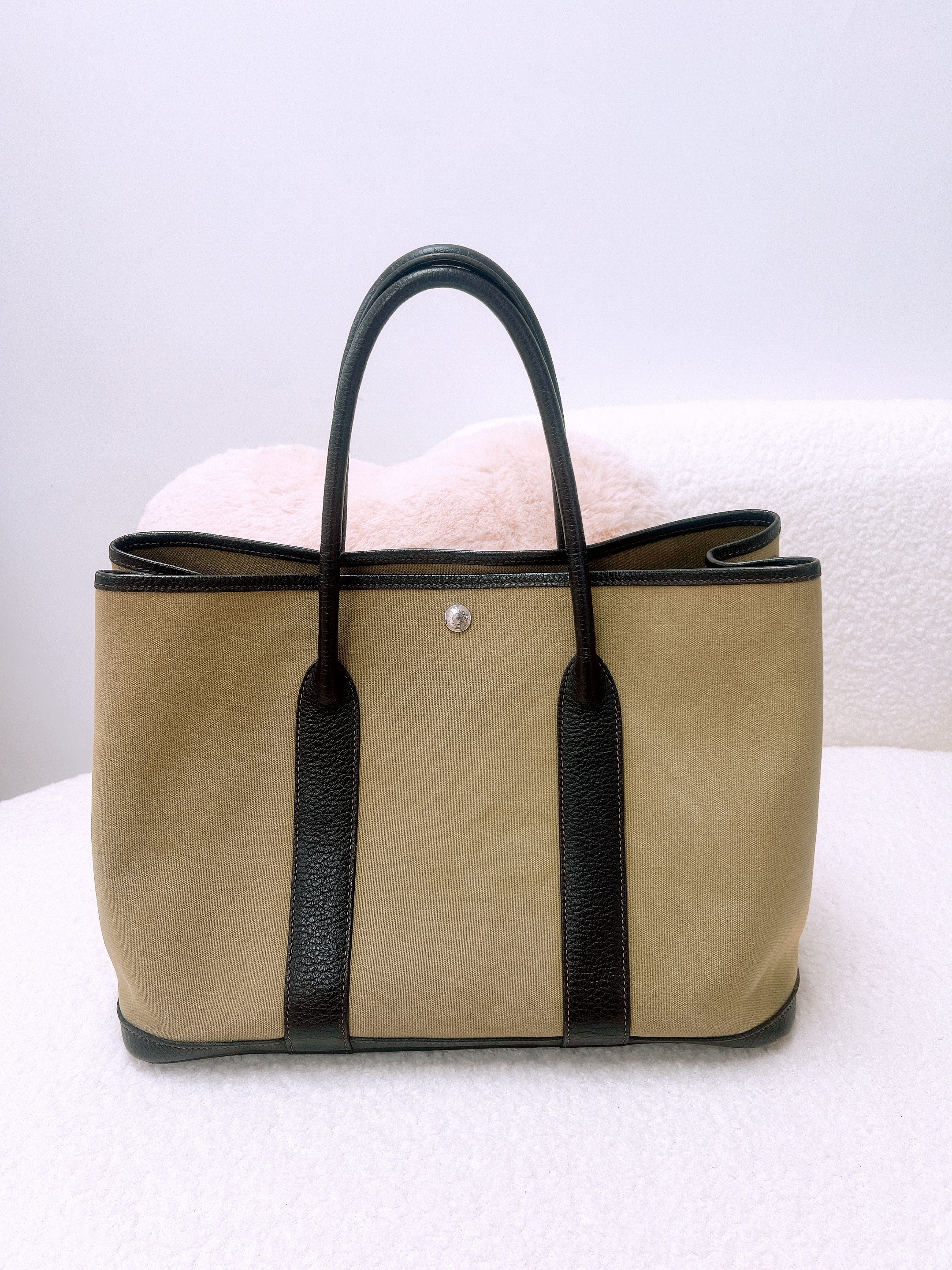 Hermes garden party gp 36 canvas vintage brown (square G)
