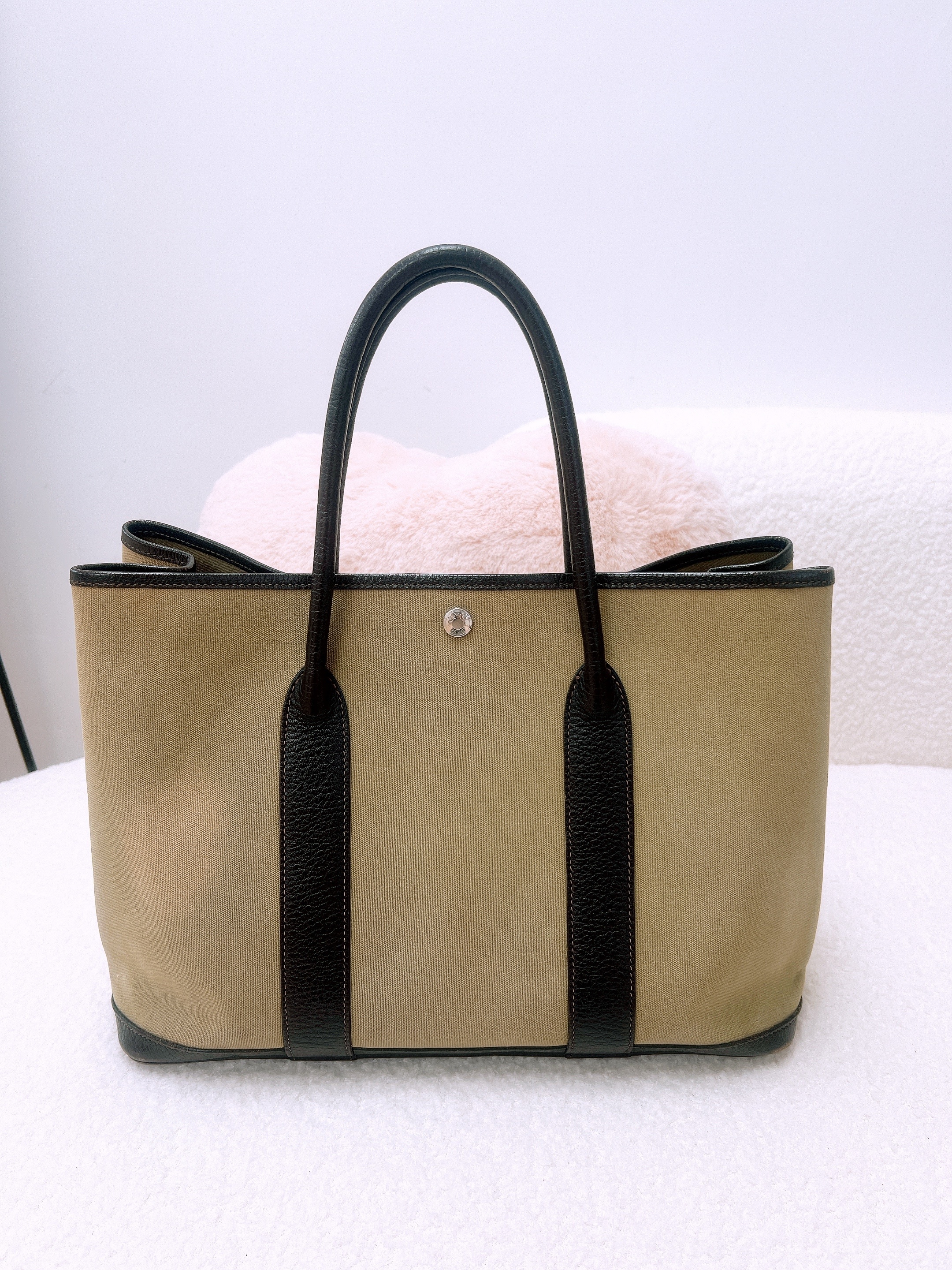 Hermes garden party gp 36 canvas vintage brown (square G)